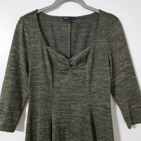 ✨️4/$20. Juniors NWOT Olive Space Dye Knit Sweetheart Neck A-Line Mini Dress - Picture 3 of 12